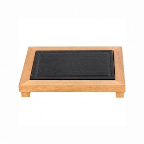 Placa granit cu suport din lemn Iroko,  dimensiuni 300x220mm, Mibrasa